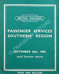 Passenger Train Services - Southern Region - September 26th, 1949 until further notice by British Railways